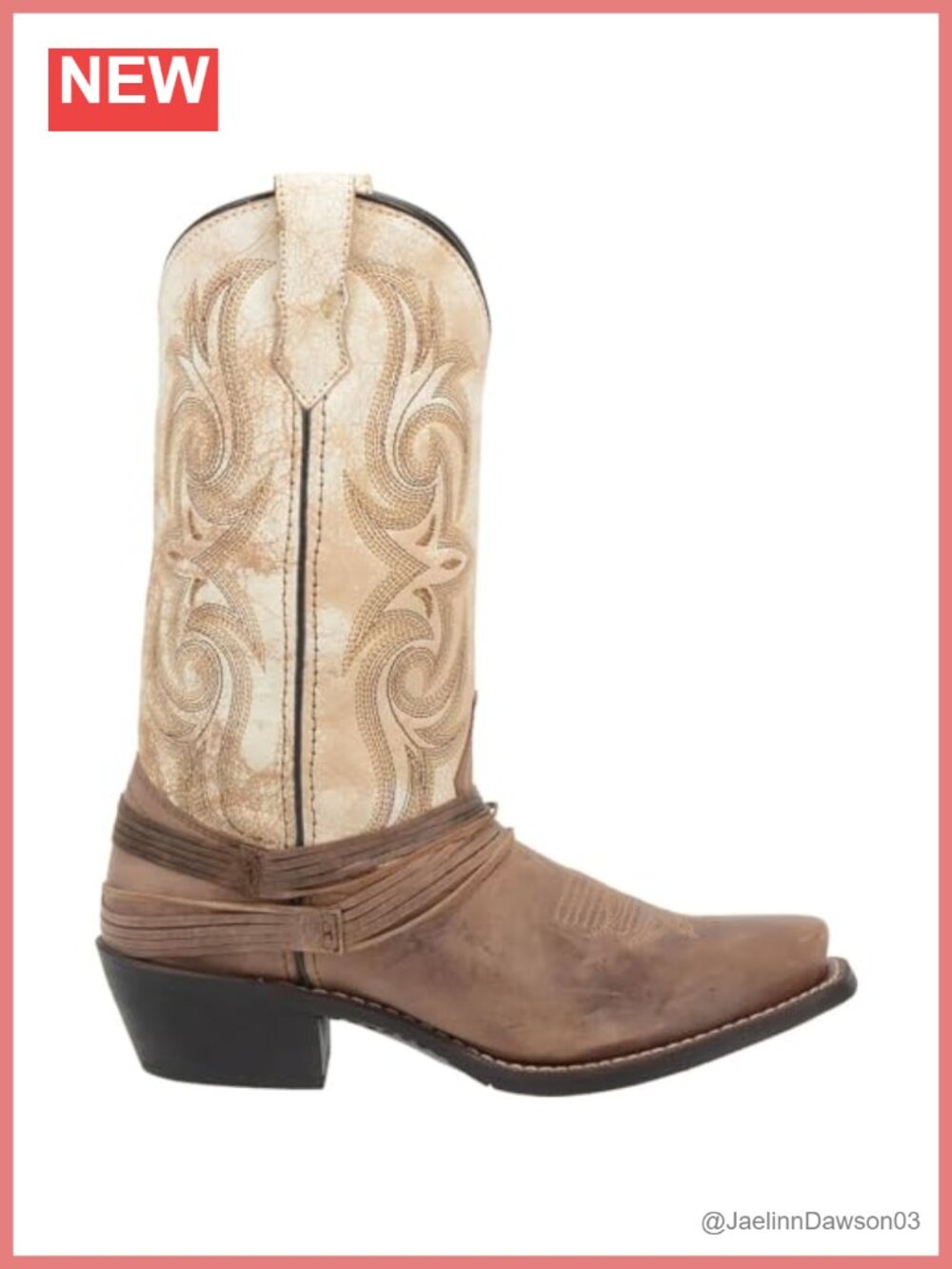 Laredo Women's Myra Embroidered Leather Mid-Calf Pull On Cowboy Boots Low Heel
